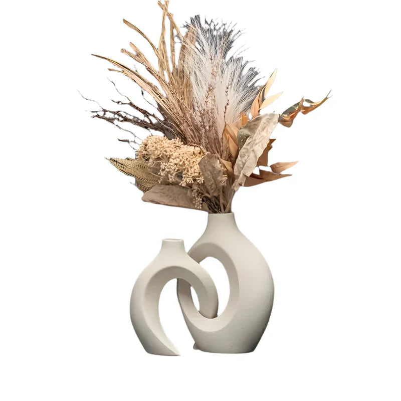 Hollow Ceramic Vase Set for Modern Decor-0