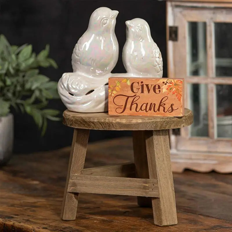 Wooden Mini Plant Stand Display - Multifunctional Home Decor Stool-2